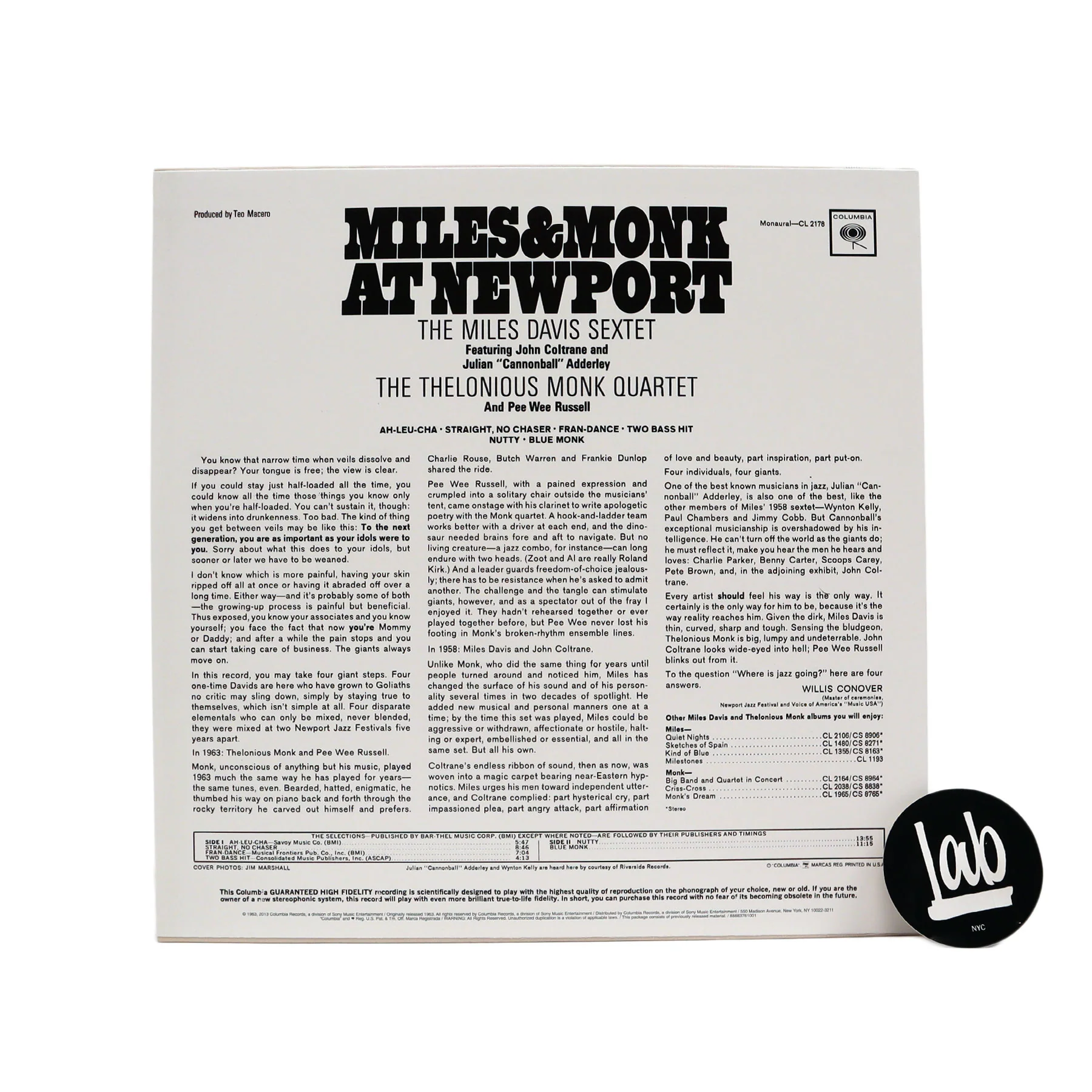 Miles Davis & Thelonious Monk: Miles & Monk At Newport (Mono 180g) Vinyl LP - Image 2
