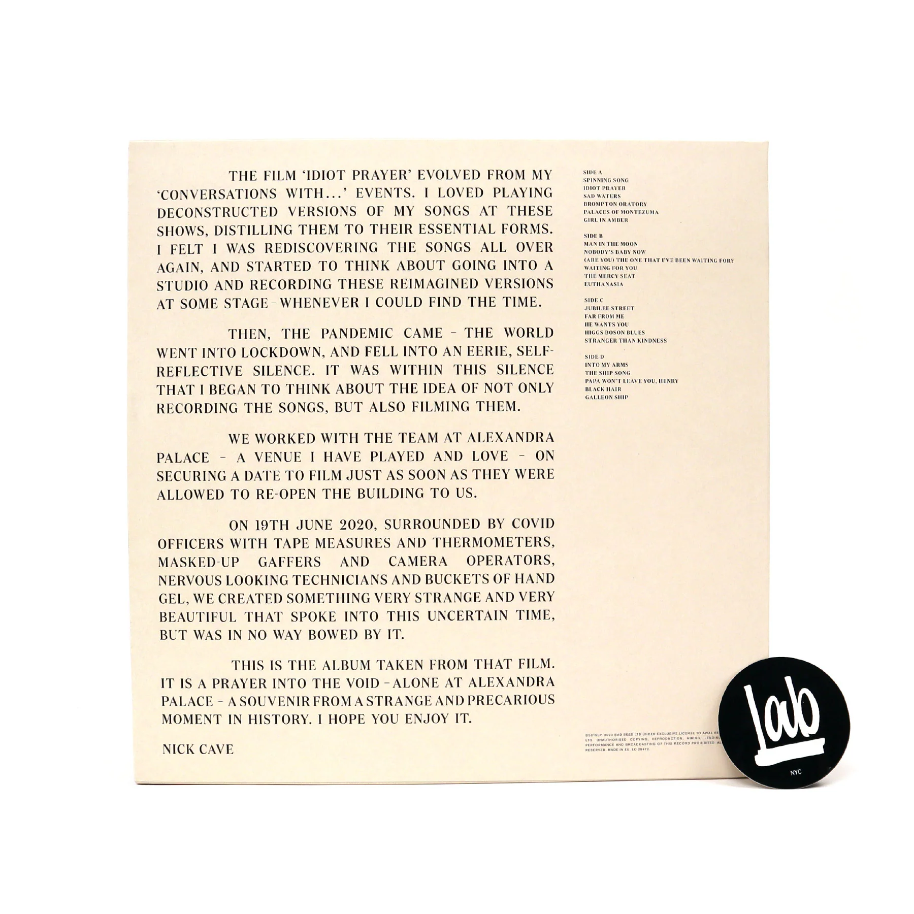 Nick Cave: Idiot Prayer - Alone At Alexandra Palace Vinyl 2LP - Image 3