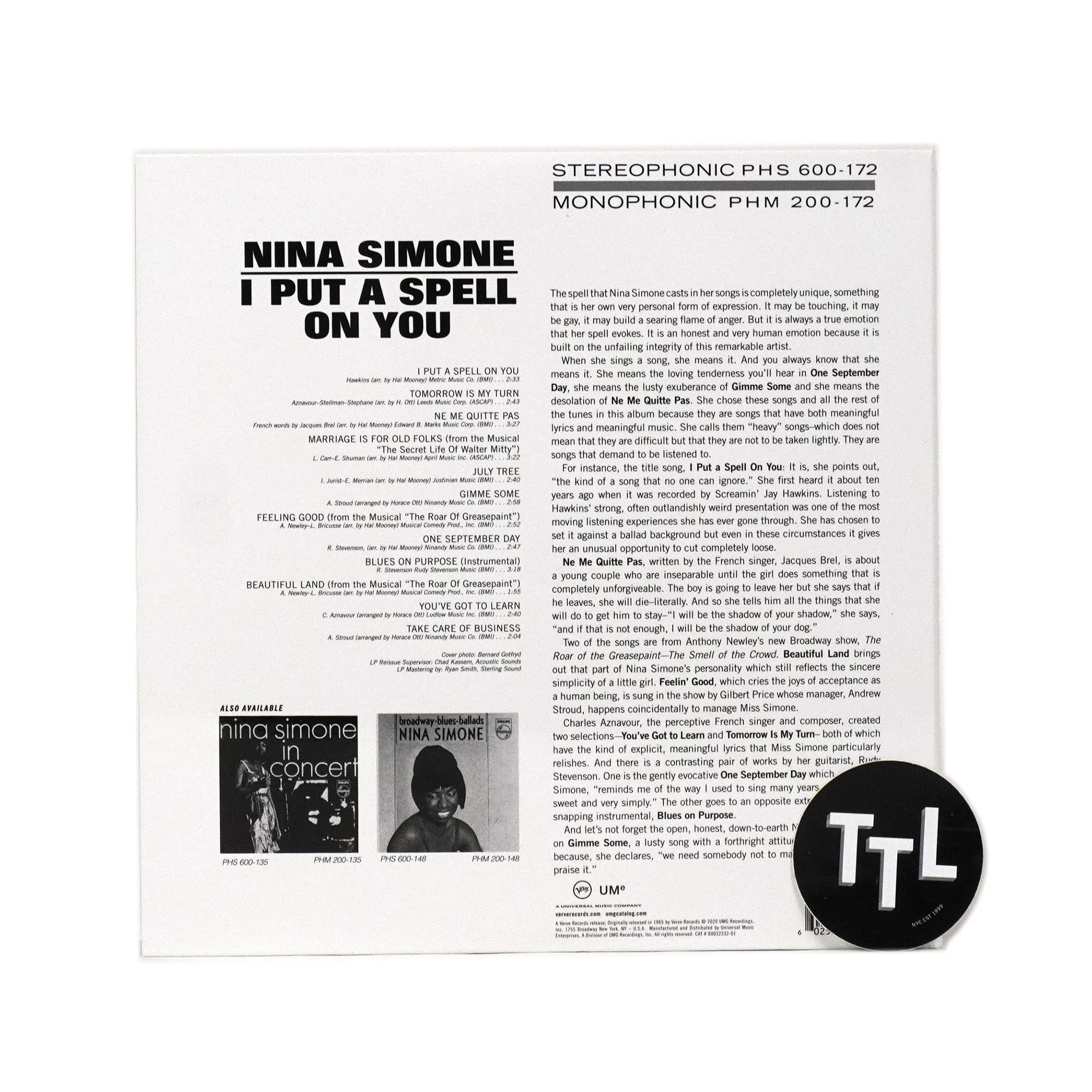 Nina Simone: I Put A Spell On You (Acoustic Sounds 180g) Vinyl LP - Image 3