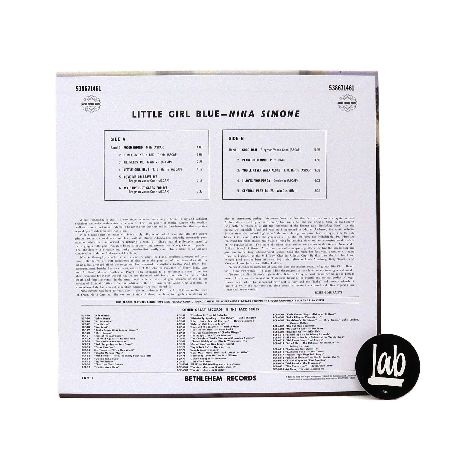 Nina Simone: Little Girl Blue (180g) Vinyl LP - Image 3