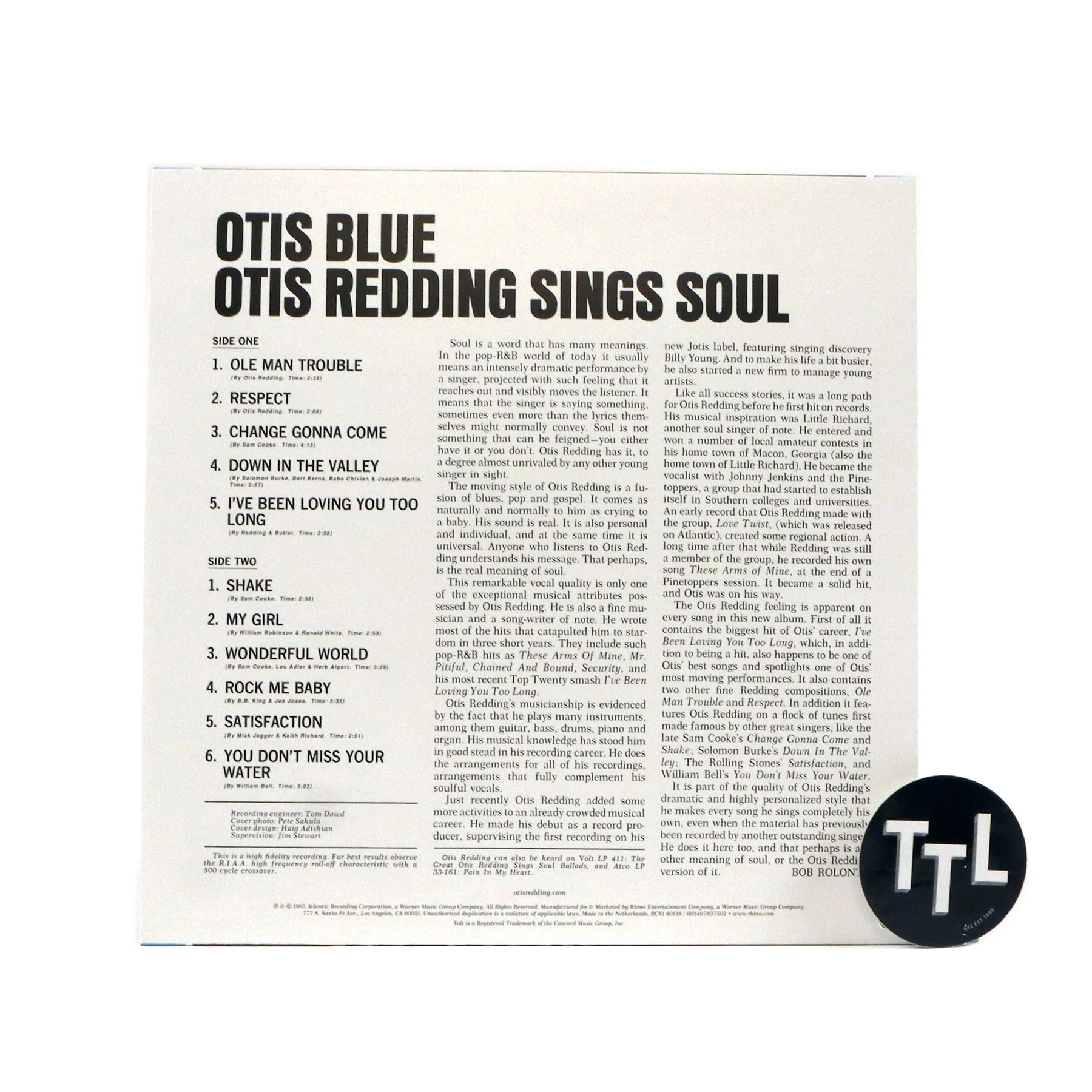 Otis Redding: Otis Blue - Otis Redding Sings Soul (Atlantic 75, Colored Vinyl, Mono) Vinyl LP - Image 3