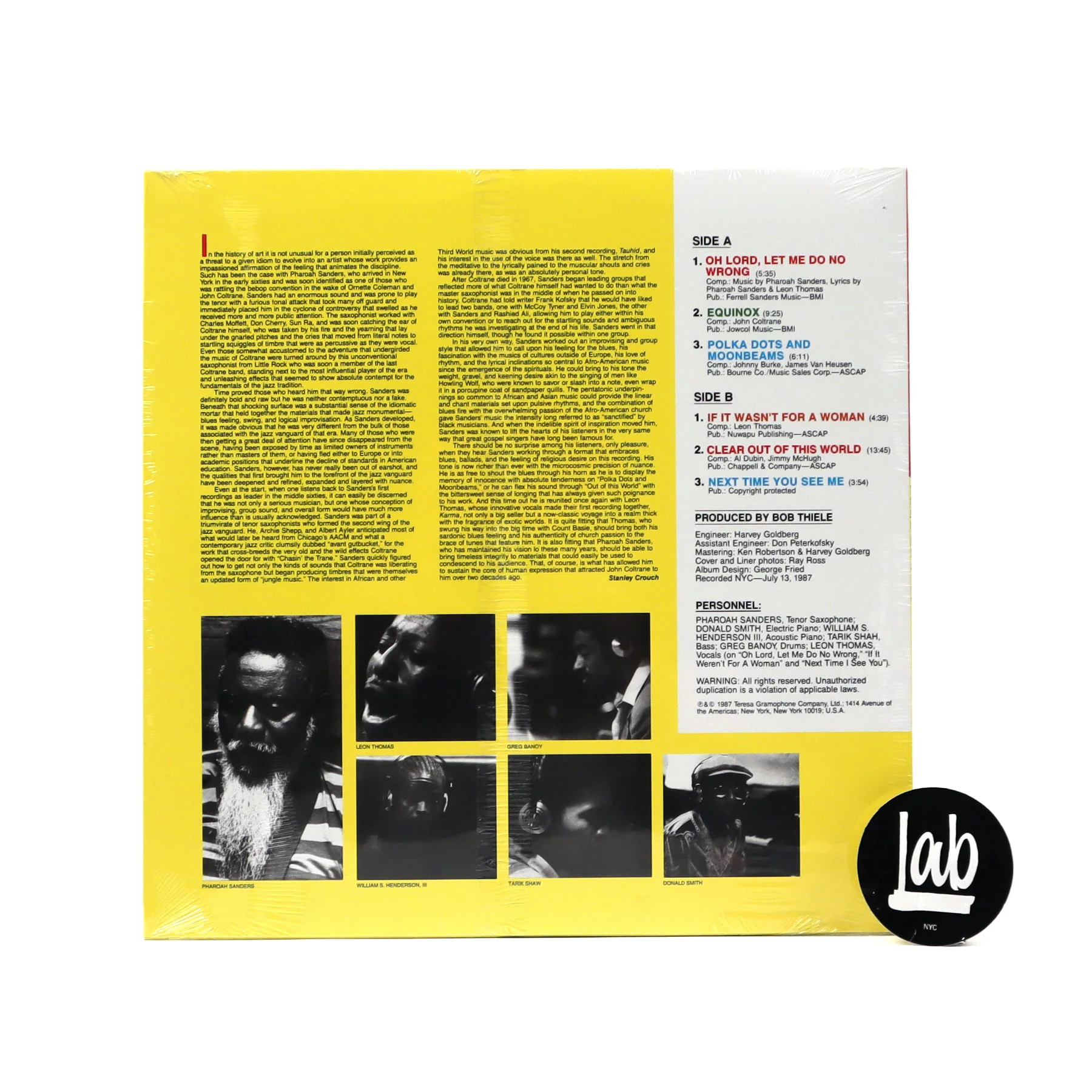 Pharoah Sanders: Oh Lord, Let Me Do No Wrong (180g) Vinyl LP - Image 2