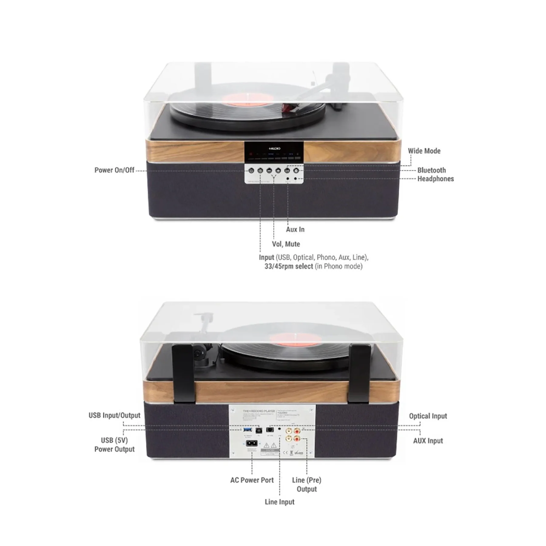 Plus Audio: The +Record Player Turntable + Integrated Audio System w/ Bluetooth - Carbon / 2M Red Upgrade - Image 3