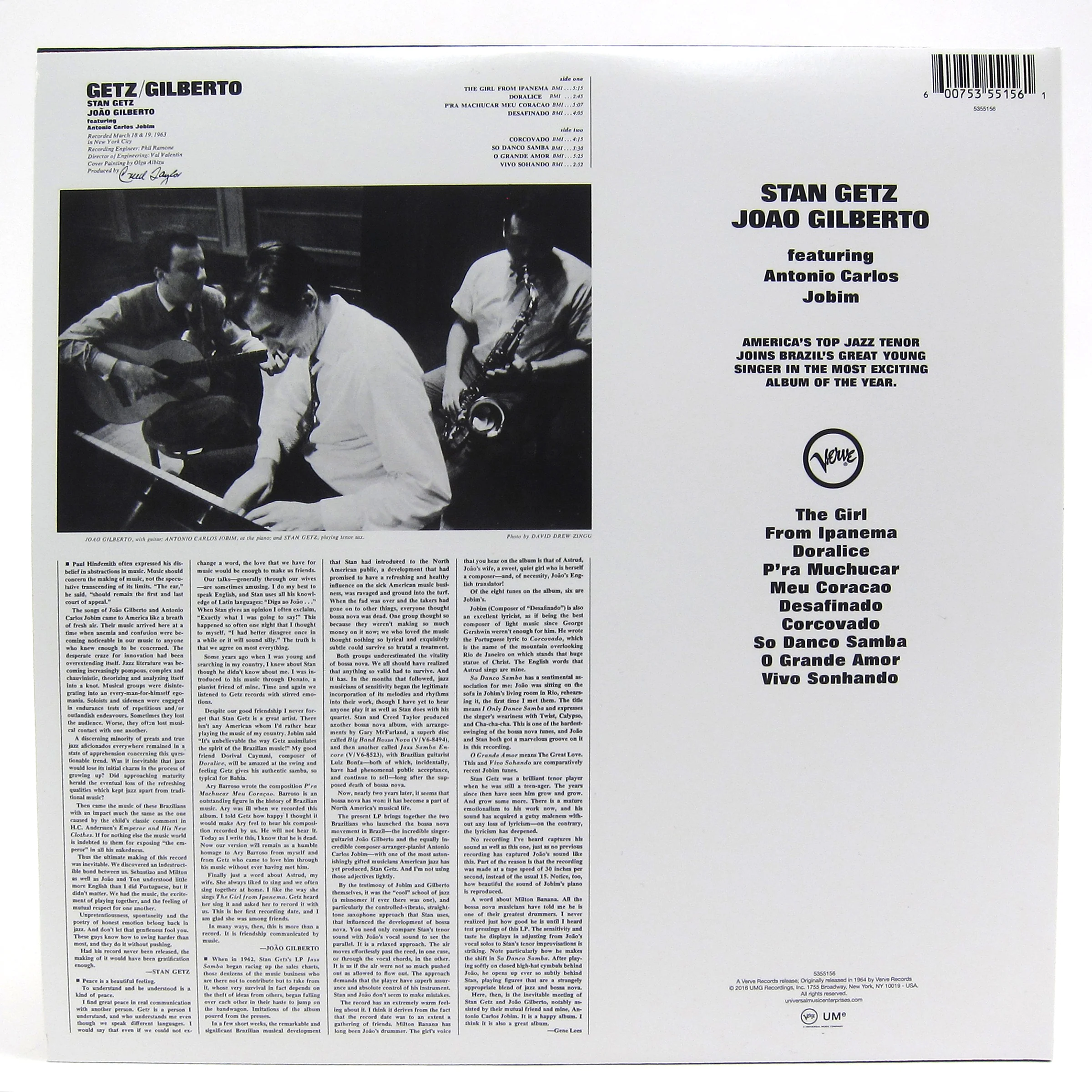 Stan Getz & Joao Gilberto: Getz / Gilberto (Colored Vinyl) Vinyl LP - Image 2