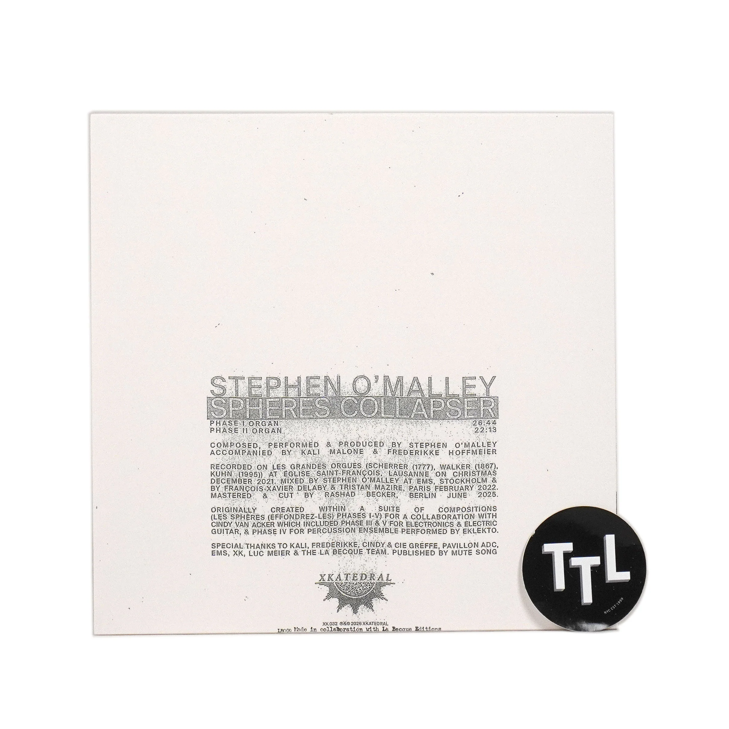 Stephen O’Malley: Spheres Collapser Vinyl LP - Image 3