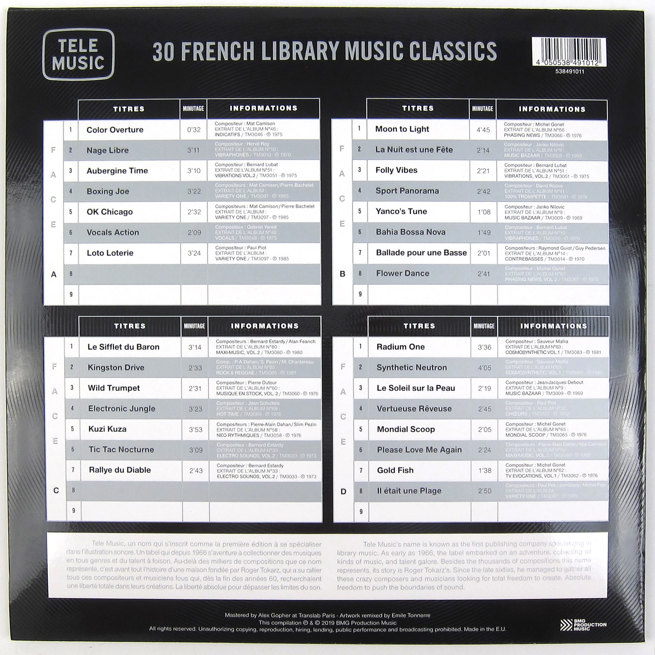 Tele Music: 30 Classics French Music Library Vol.1 Vinyl 2LP - Image 3