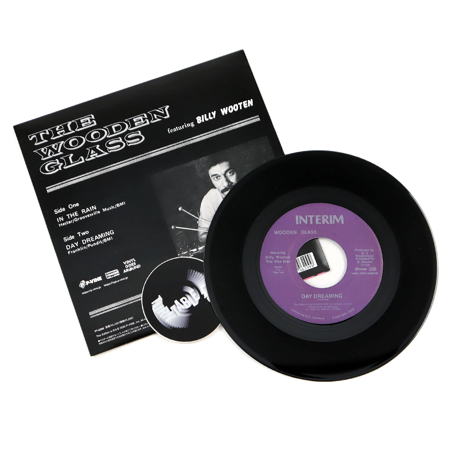 The Wooden Glass Featuring Billy Wooten: In The Rain / Day Dreaming (Japan Import) Vinyl 7" - Image 2