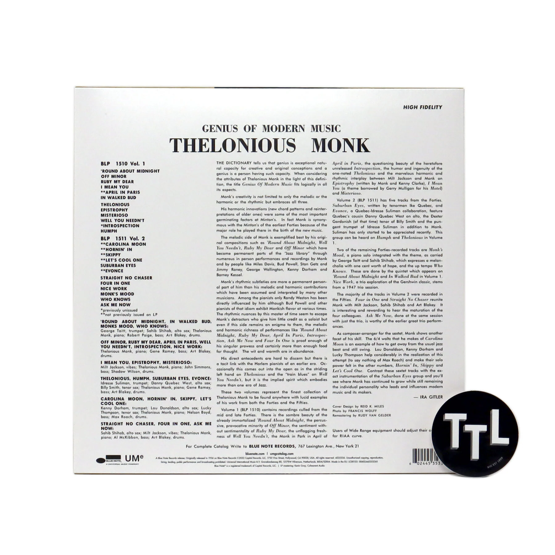 Thelonious Monk: Genius Of Modern Music Volume One (180g, Mono) Vinyl LP - Image 2