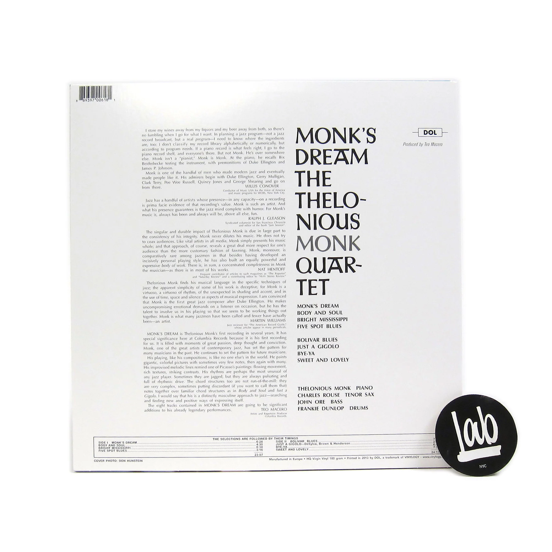 Thelonious Monk Quartet: Monk's Dream (Colored Vinyl) Vinyl LP - Image 3