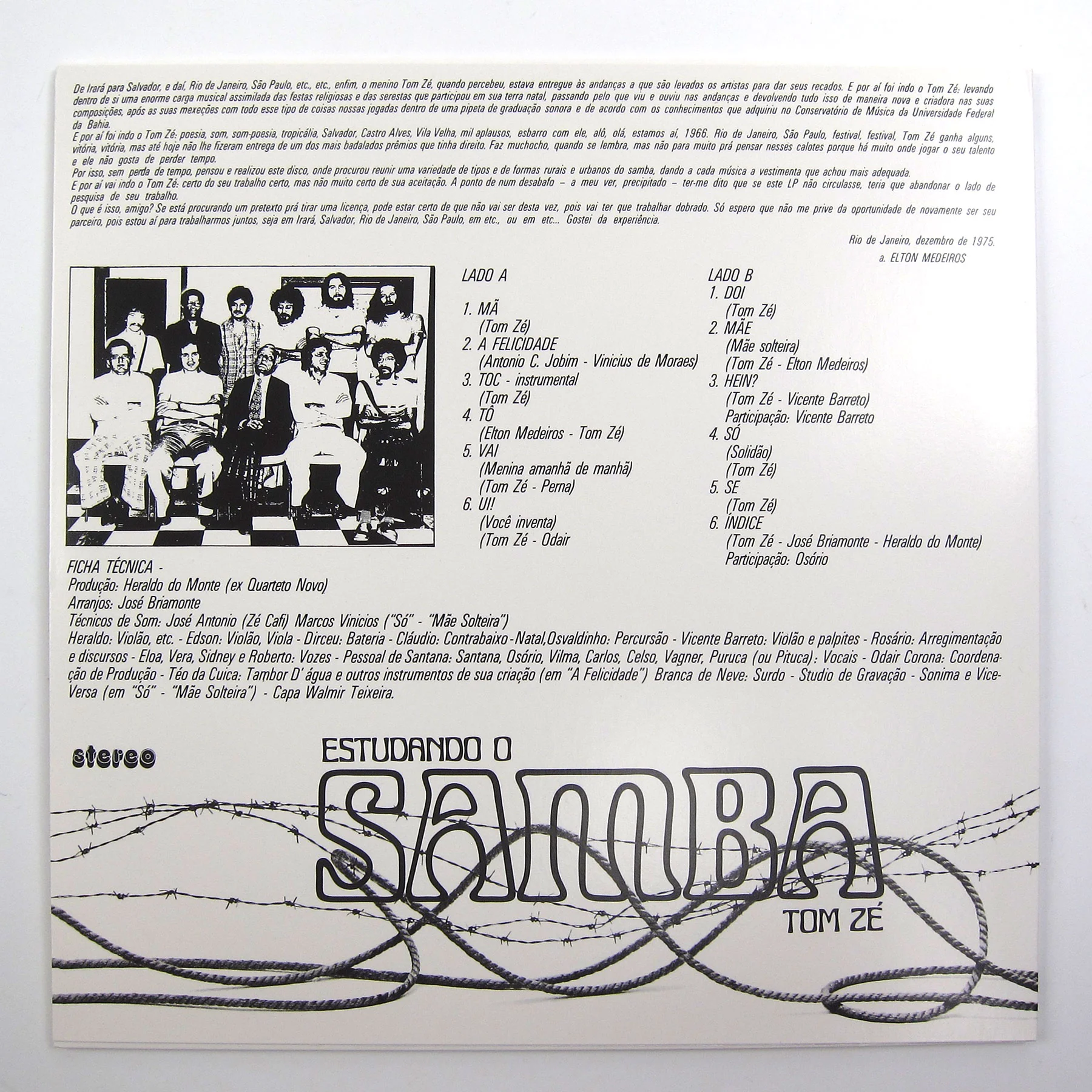 Tom Ze: Estudando O Samba Vinyl LP - Image 3