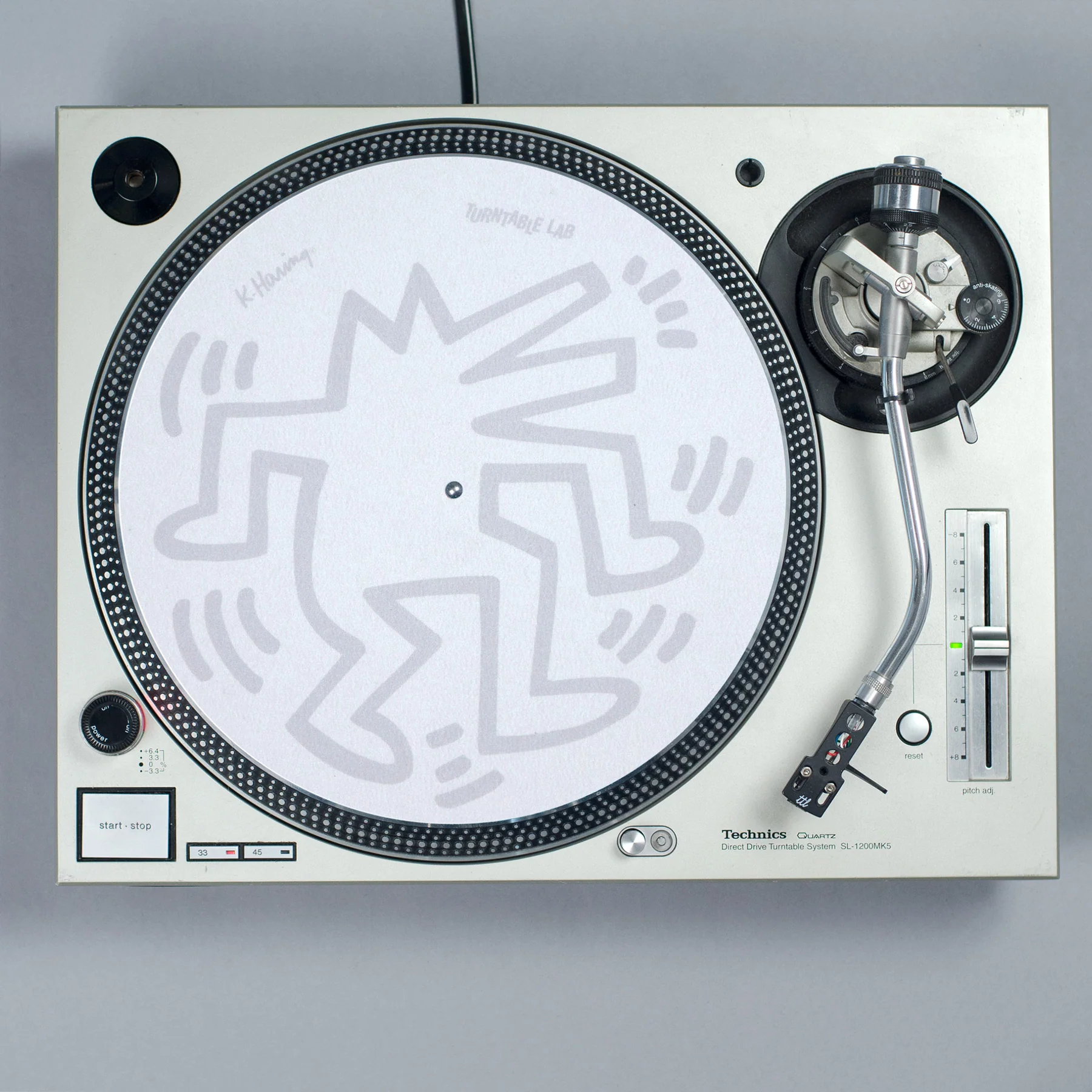 Turntable Lab: Keith Haring Dancin' Reversible Record Mat - Black / Grey - Image 2