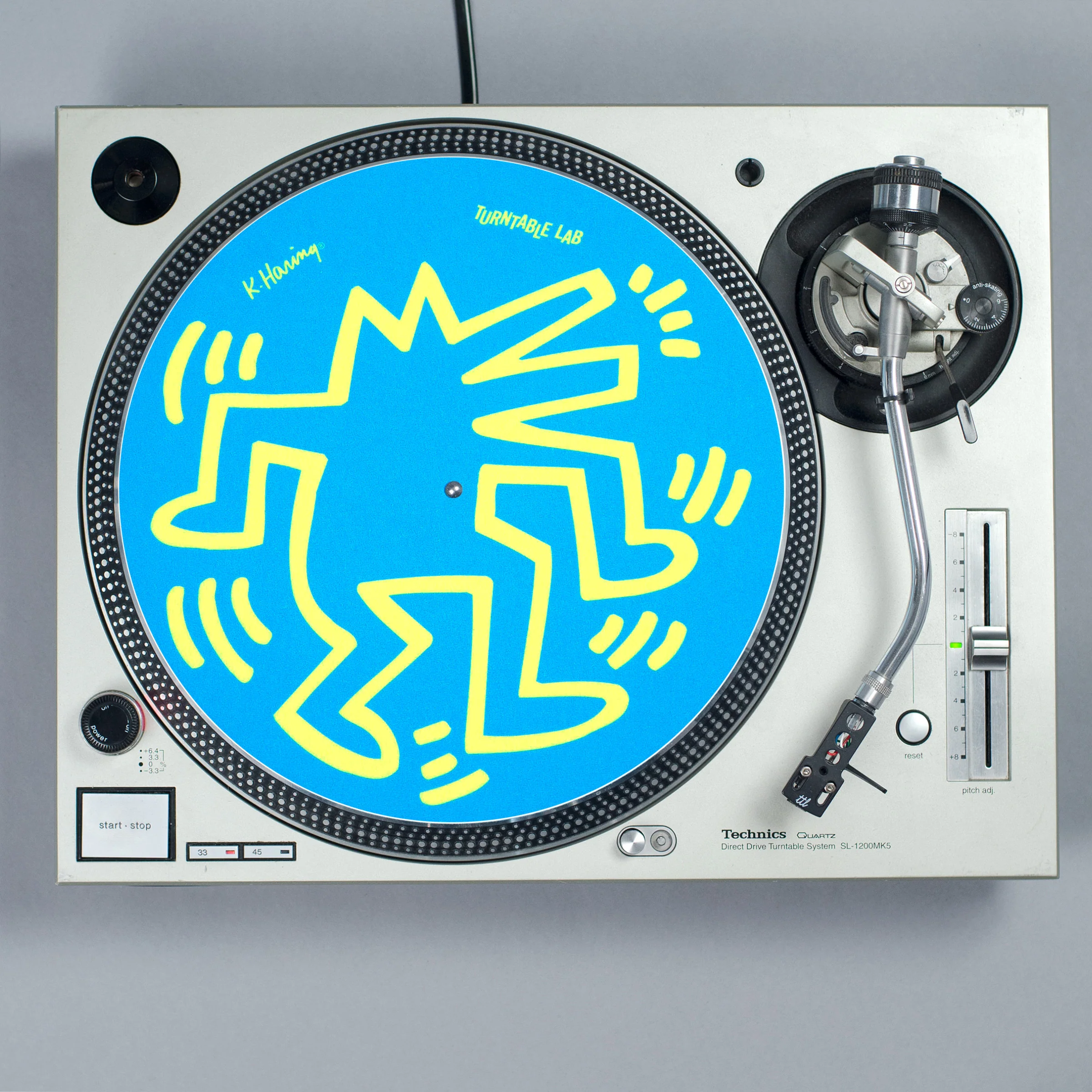 Turntable Lab: Keith Haring Dancin' Reversible Record Mat - Green / Blue - Image 2