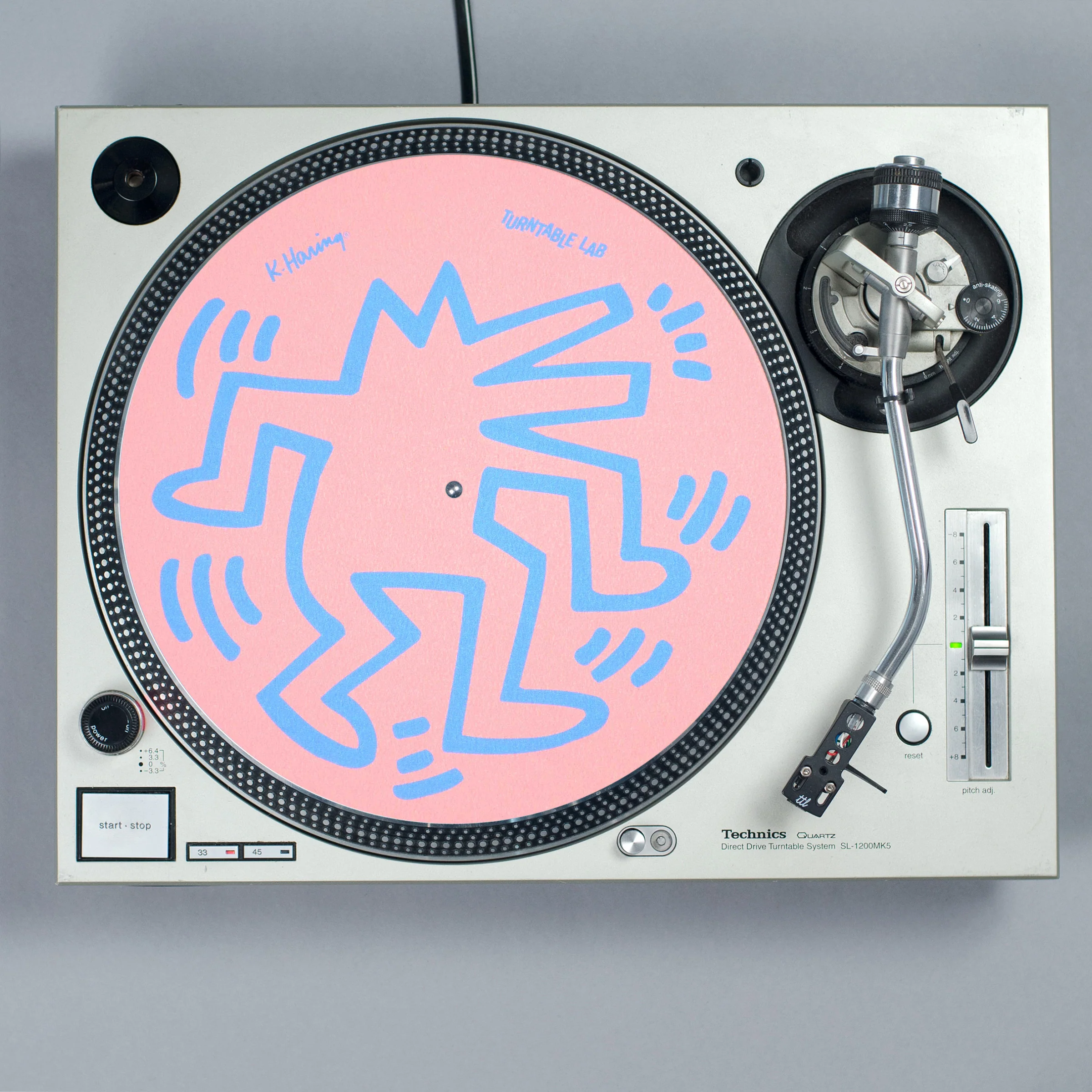 Turntable Lab: Keith Haring Dancin' Reversible Record Mat - Teal / Pink - Image 2