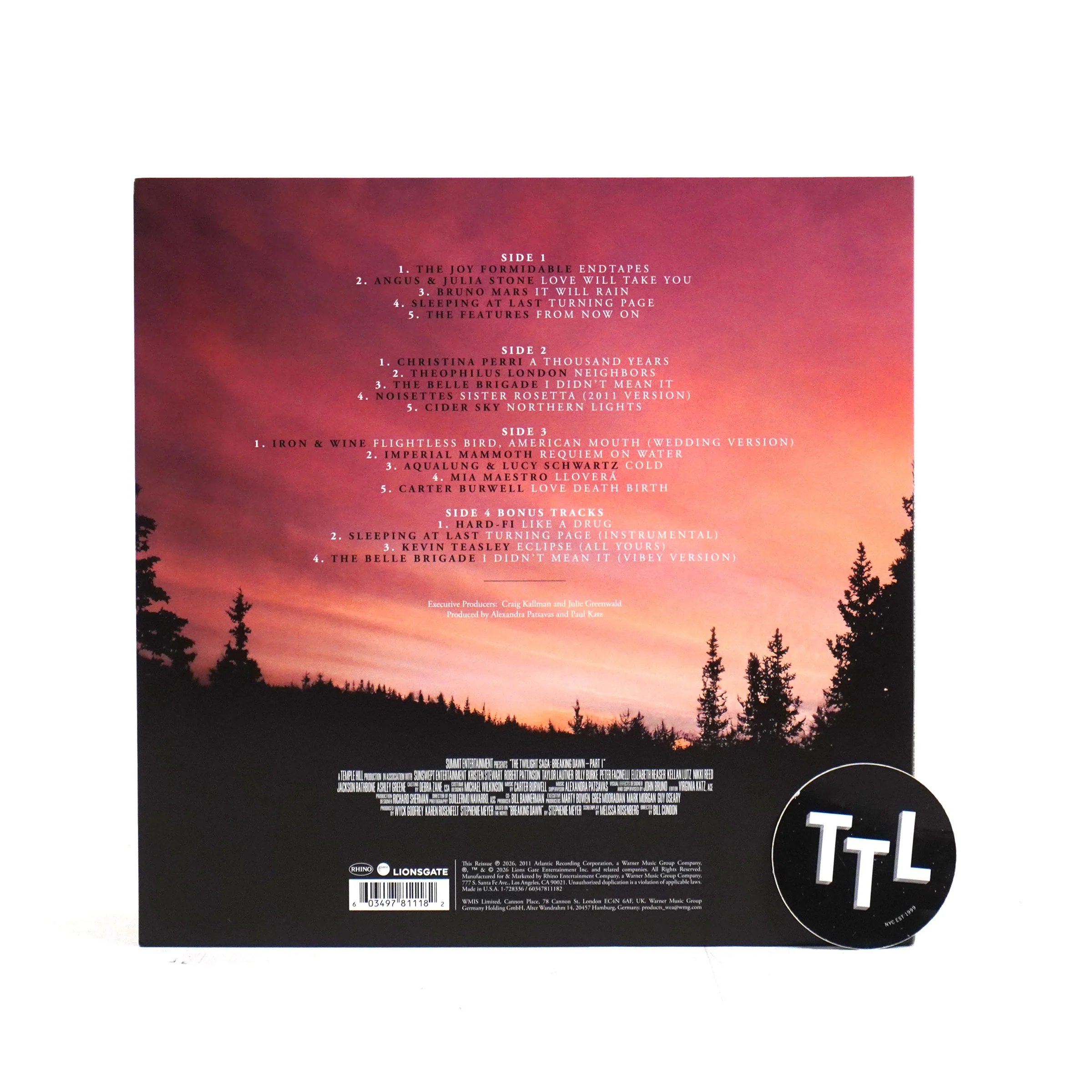 Twilight: The Twilight Saga Breaking Dawn Pt.1 Soundtrack Vinyl 2LP - PRE-ORDER - Image 3