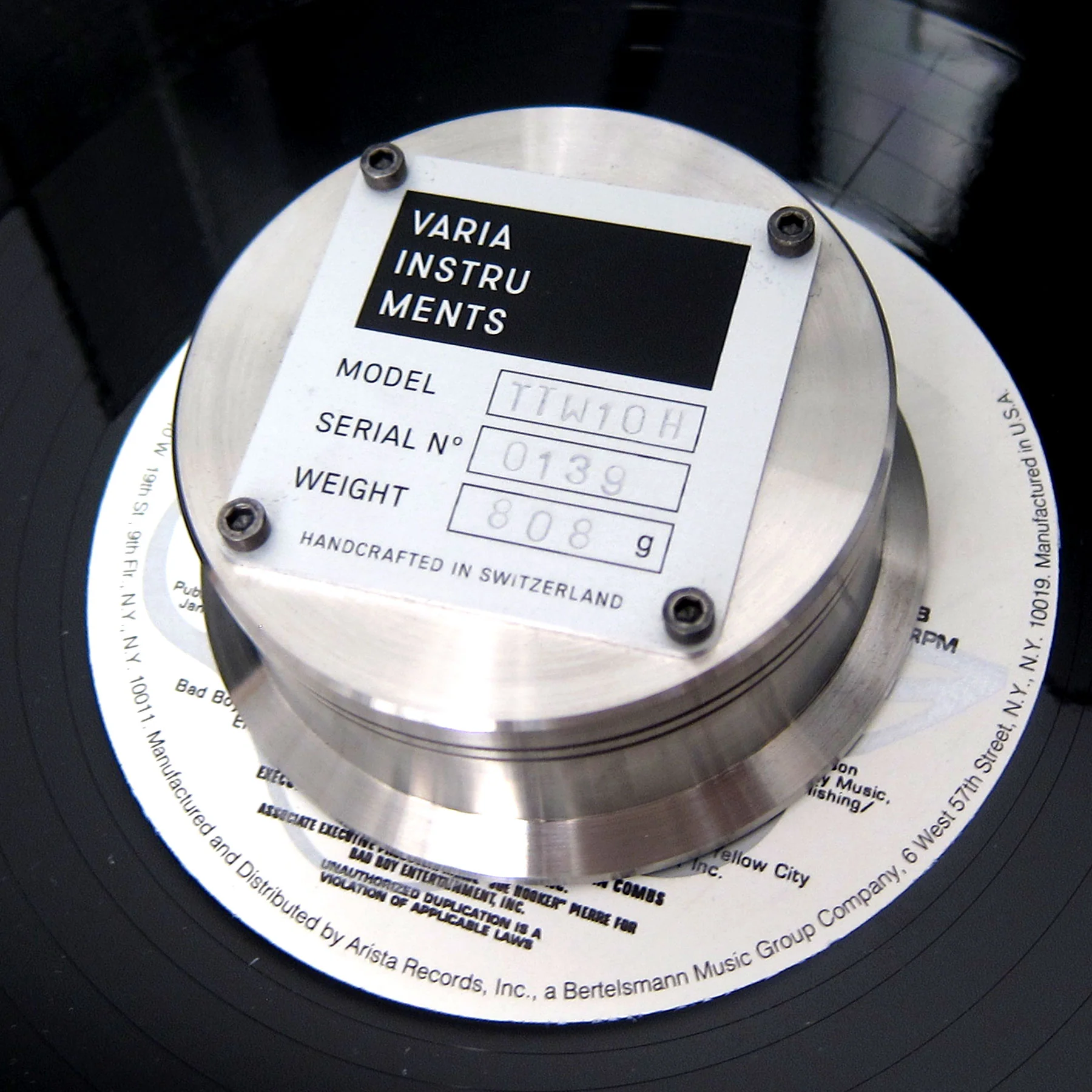 Varia Instruments: TTW10H Turntable Weight for 12" + 7" Records - Heavy Weight Edition - Image 3