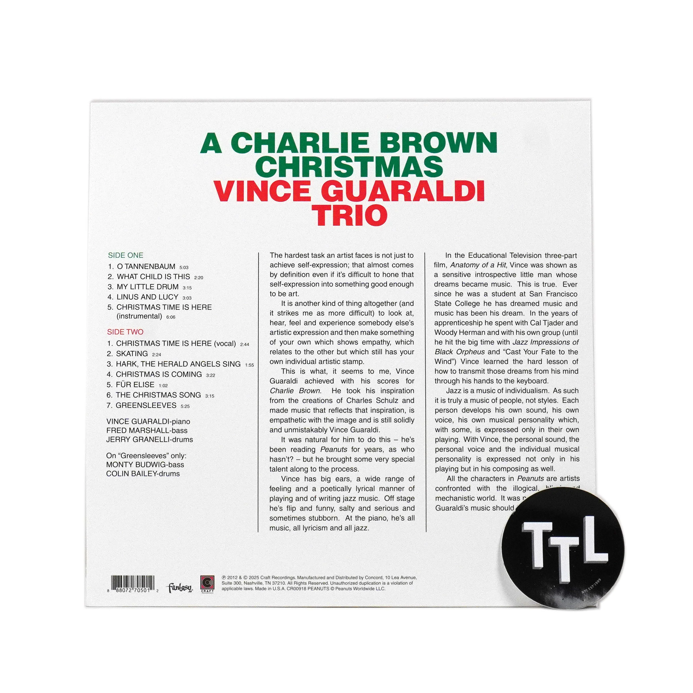 Vince Guaraldi Trio: A Charlie Brown Christmas (Zoetropic) Vinyl LP - Image 4