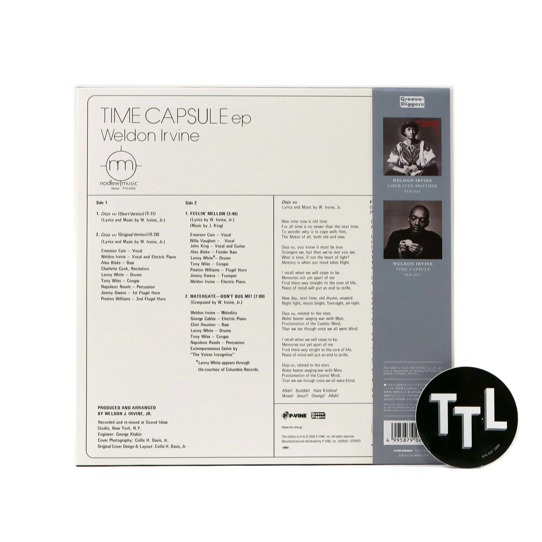Weldon Irvine: Time Capsule EP (Japanese DJ Pressing) Vinyl 10" - Image 2