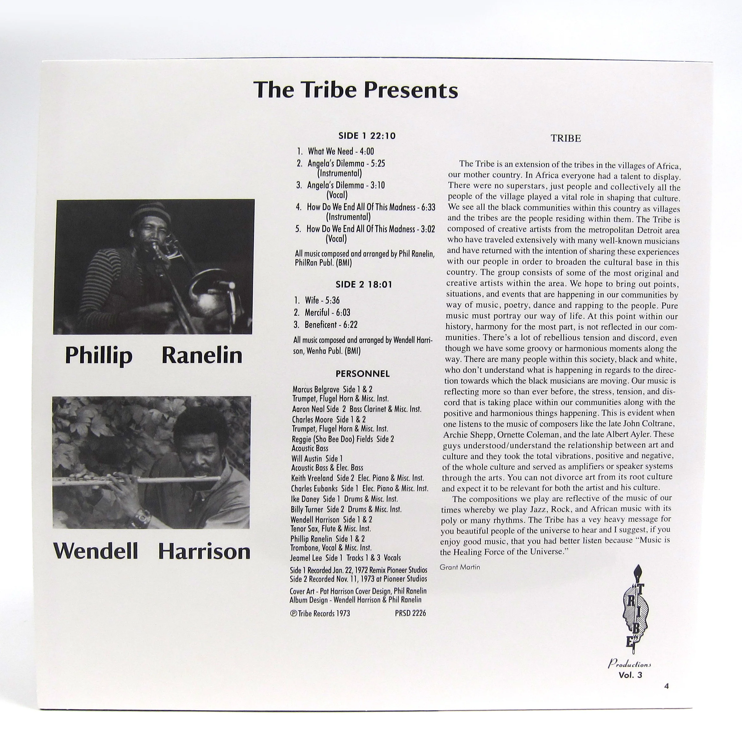 Wendell Harrison & Phillip Ranelin: Message From The Tribe (180g) Vinyl LP - Image 2