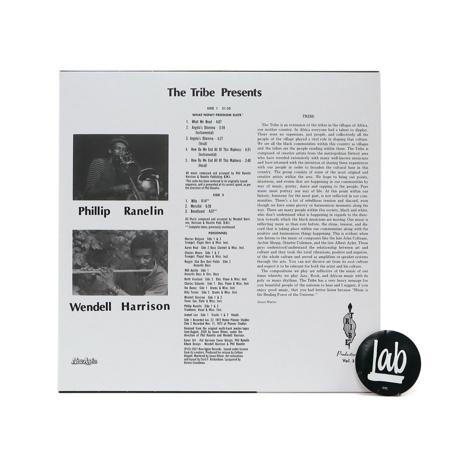 Wendell Harrison & Phillip Ranelin: Message From The Tribe Vinyl LP - Image 3