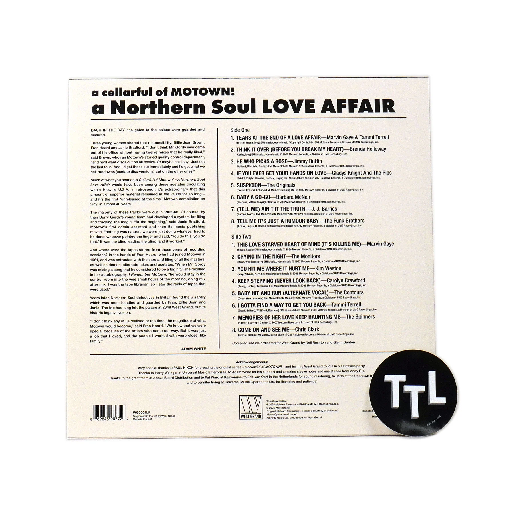 West Grand: A Cellarful Of Motown!… A Northern Soul Love Affair Vinyl LP - Image 2