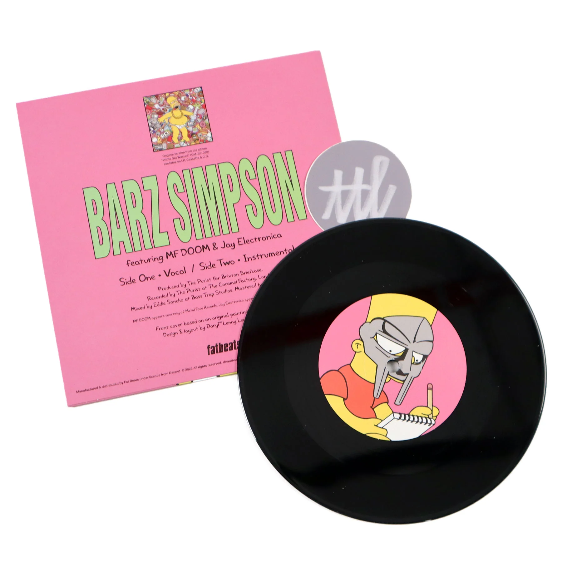 White Girl Wasted: Barz Simpson (MF Doom, Jay Electronica) Vinyl 7" - LIMIT 1 PER CUSTOMER - Image 2