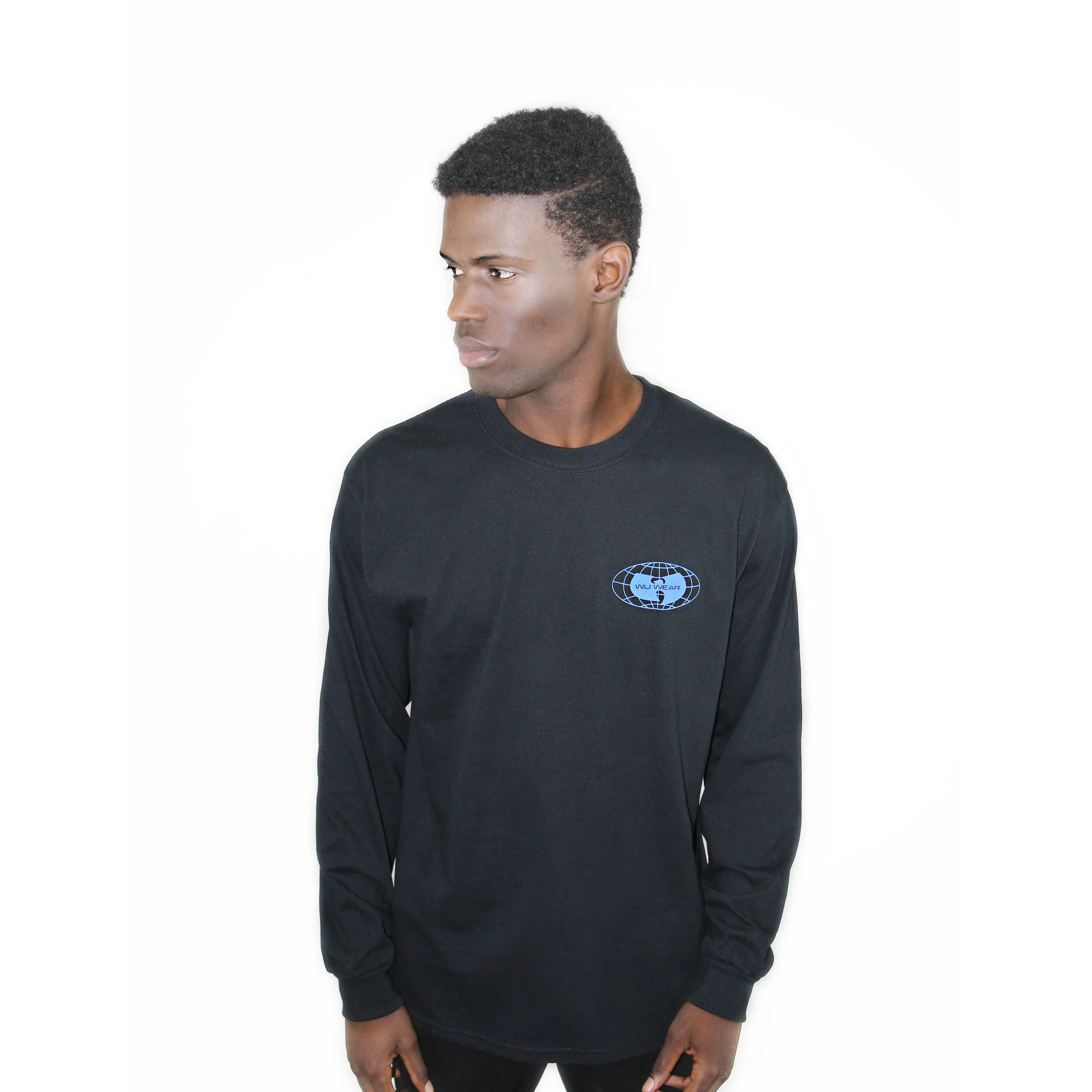 Wu Wear: Globe Logo Long Sleeve Shirt - Black - Image 2